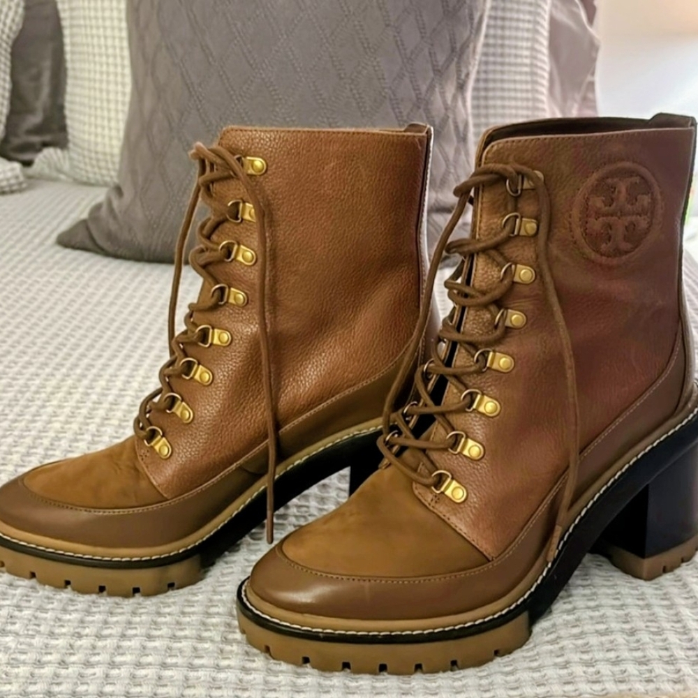 Tory Burch Miller Lug Boot Sz 9.5 Brown/Tan